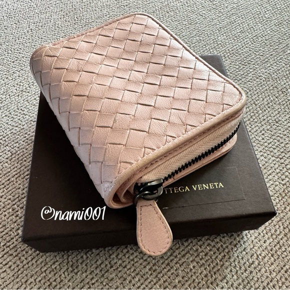 Bottega Veneta Handbags - Bottega Veneta Blush Woven Leather Wallet